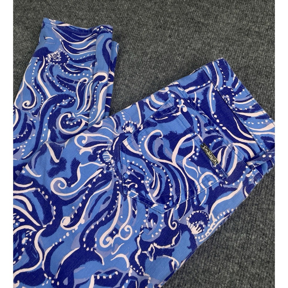 Lilly Pulitzer South Ocean Crop Skinny Jean Women's 4 In Coastal Blue Whispurr